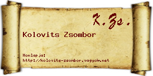 Kolovits Zsombor névjegykártya